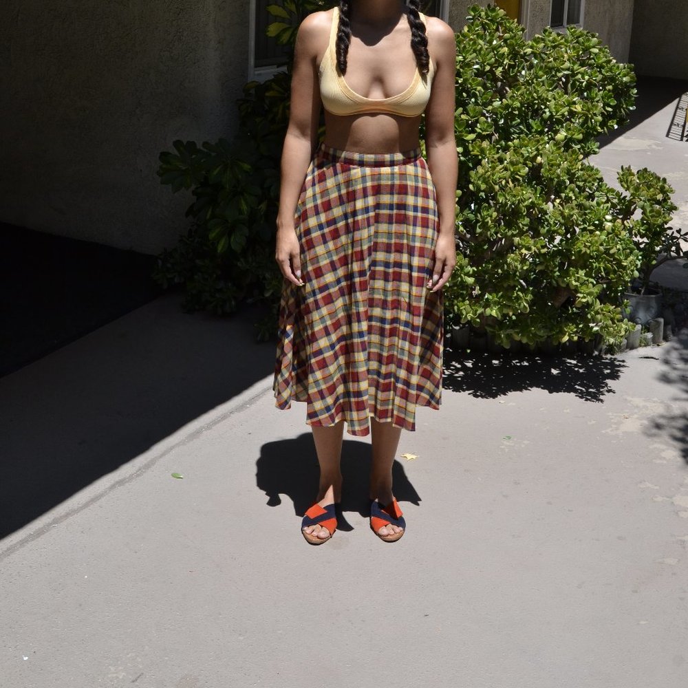 vintage plaid checkered skirt 27 multicolor